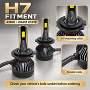 Auto Pearl E45 H7 LED Headlight Bulb, 4300K Warm White Light, 240W (120W Each), 15000LM, with Rear Cooling Fan