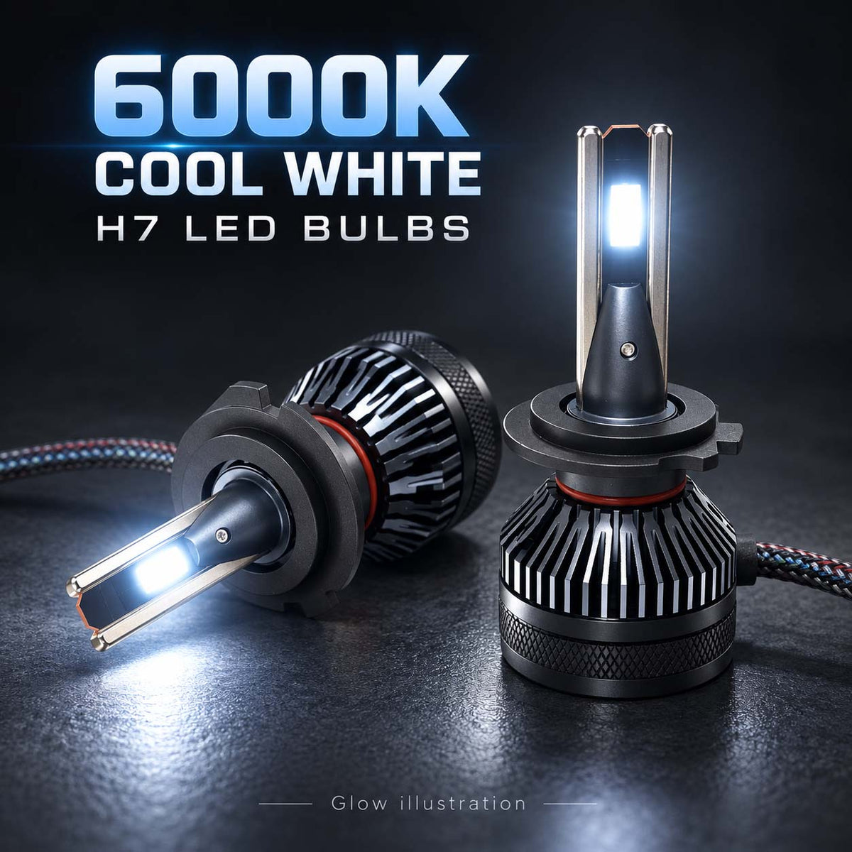 Auto Pearl H7 E45 LED Headlight Bulb, 6000K, 240W (120W Each), 15000LM, with Rear Cooling Fan