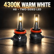 Auto Pearl E45 H8/H9/H11 LED Headlight Bulb, 4300K Warm White Light, 240W (120W Each), 15000LM, with Rear Cooling Fan