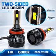Auto Pearl E45 H8/H9/H11 LED Headlight Bulb, 6000K, 240W (120W Each), 15000LM, with Rear Cooling Fan