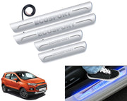 Auto Pearl Car Door Foot Step Led Sill/Scuff Plates With Mirror Finish Compatible with All Models (Set of 4)