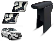 Auto Pearl Premium Car Armrest with Storage Box, High-Density Foam, Nappa Leatherette Black with double Stitching, No Obstruction to Rear Window Buttons, for Ertiga-2018