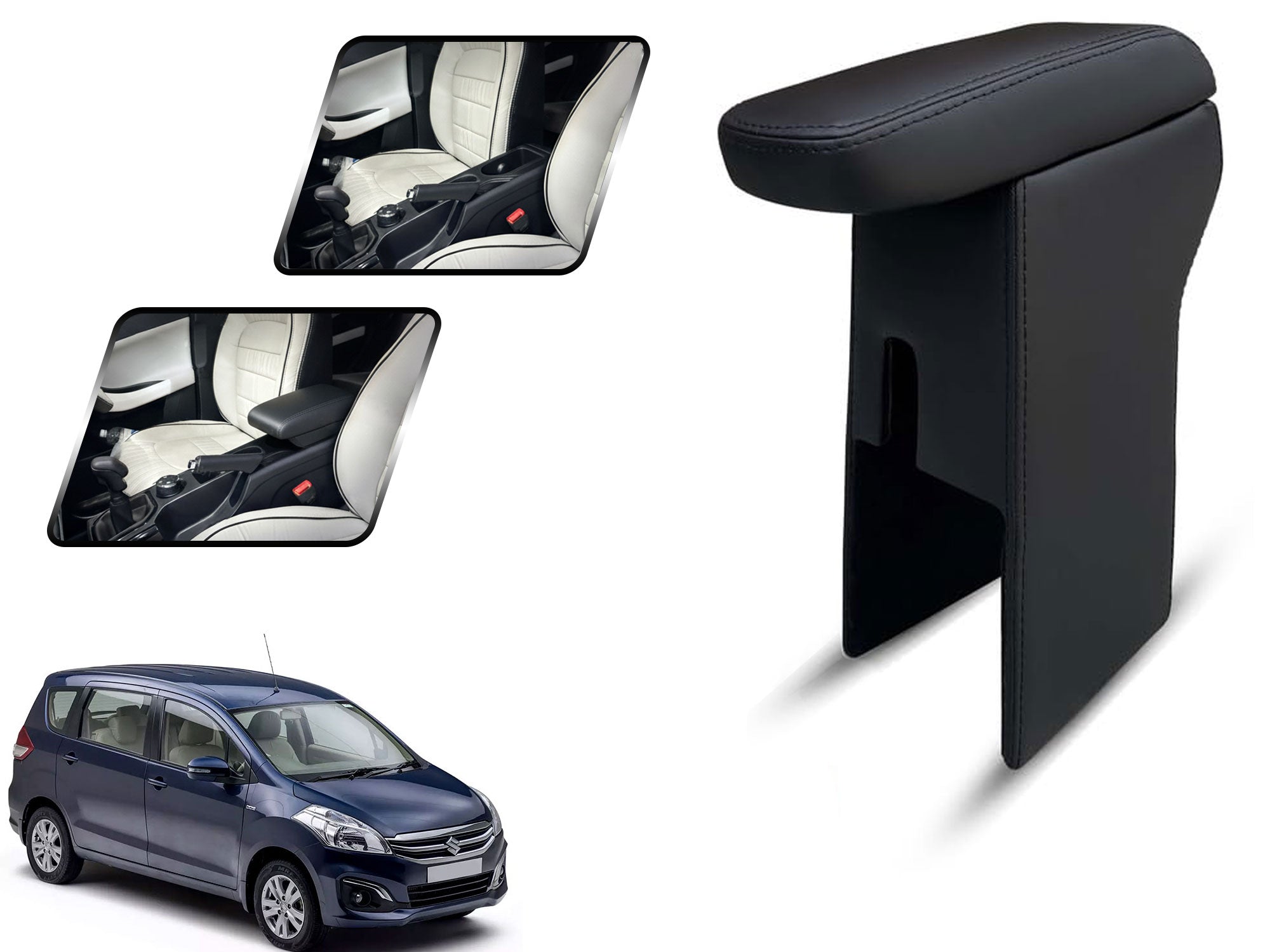 Auto Pearl Premium Car Armrest with Storage Box, High-Density Foam, Nappa Leatherette, No Obstruction to Rear Window Buttons, for Ertiga Type-2 (2015-2017)