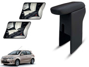 Auto Pearl Premium Car Armrest with Storage Box, High-Density Foam, Nappa Leatherette Black with double Stitching, No Obstruction to Rear Window Buttons, for Etios 2010-2014