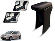 Auto Pearl Premium Car Armrest with Storage Box, High-Density Foam, Nappa Leatherette Black with double Stitching, No Obstruction to Rear Window Buttons, for Etios 2010-2014