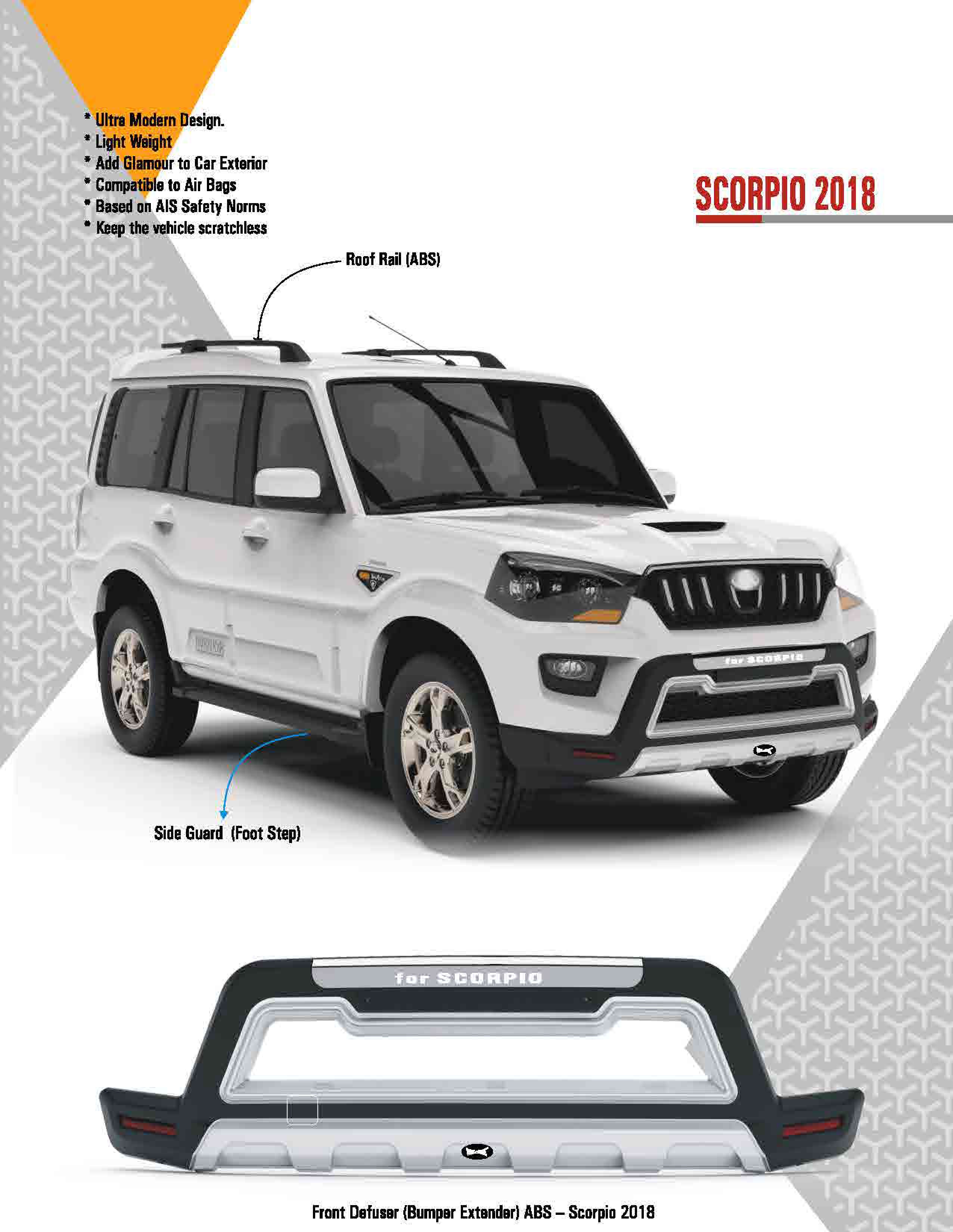 Bumper Diffuser Front Reflector Imported Quality Compatible with Scorpio 2018