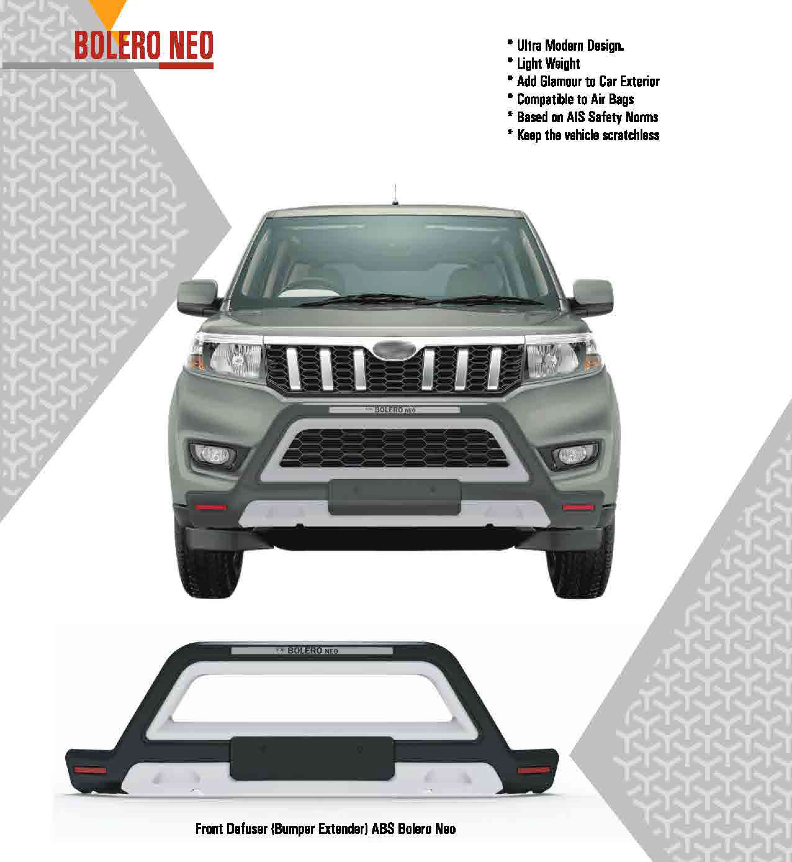 Bumper Diffuser (Front) Reflector Imported Quality Compatible with Bolero Neo