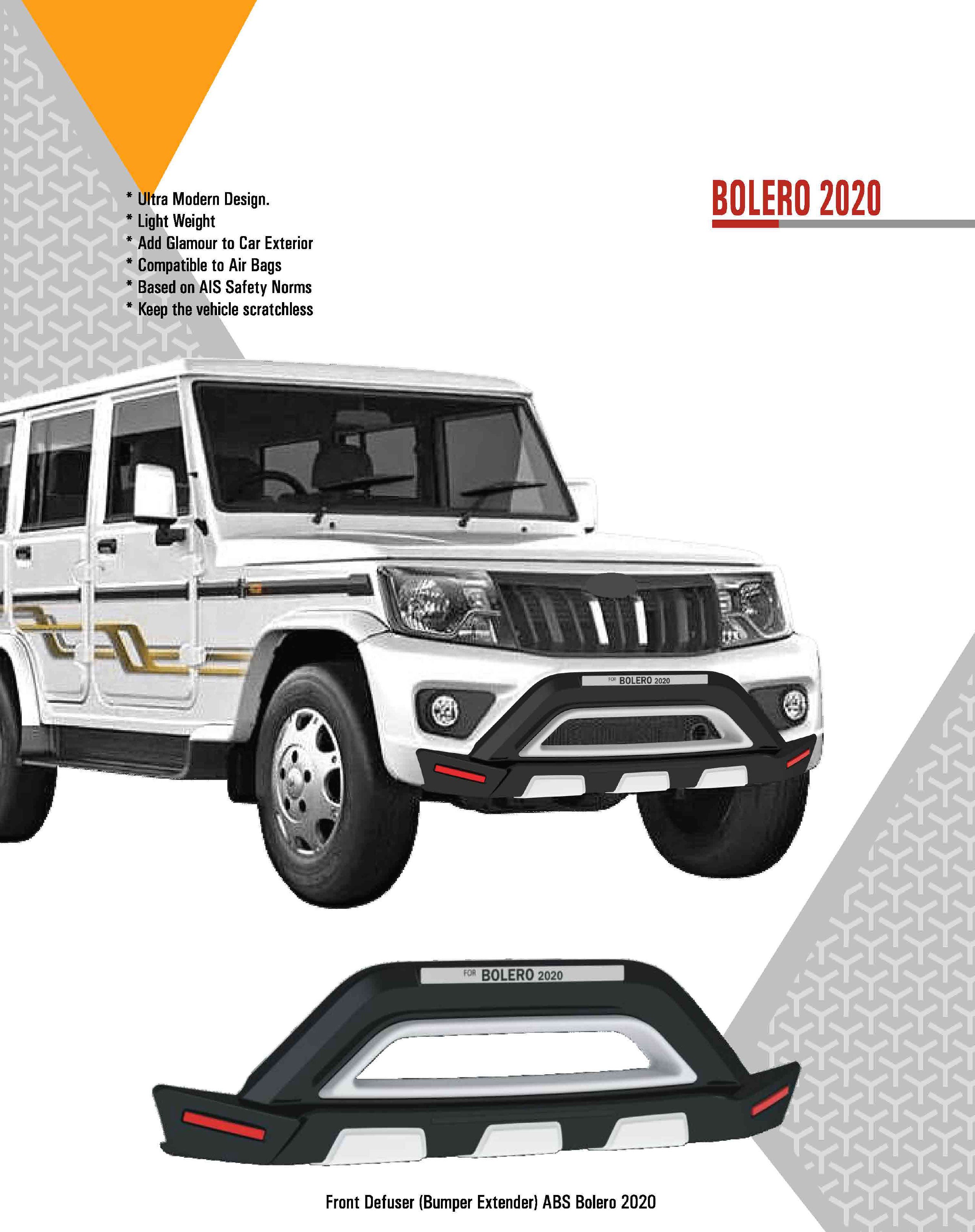 Bumper Diffuser (Front) Reflector Imported Quality Compatible with Bolero 2020