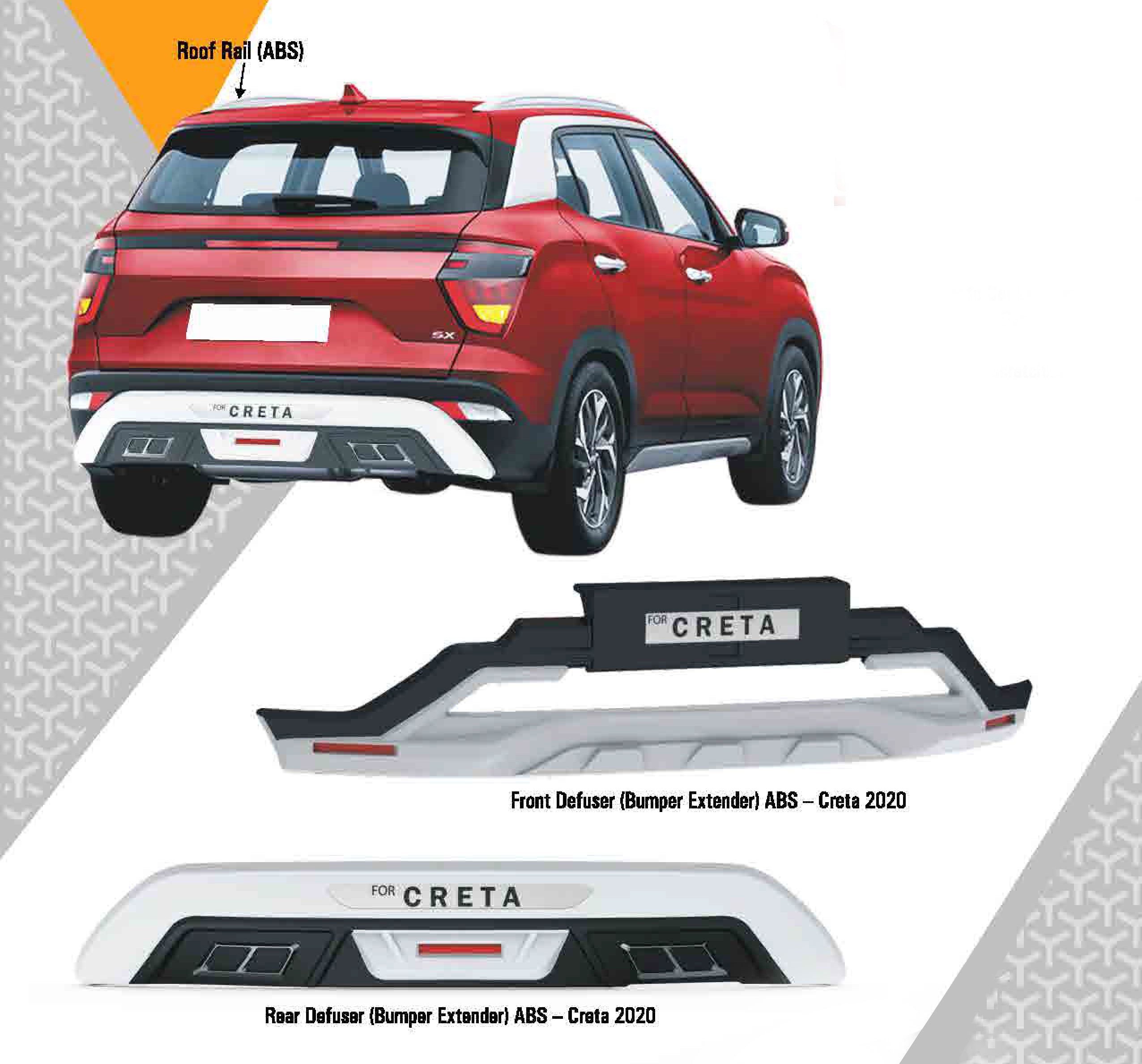 Bumper Diffuser (Front/Rear) Set Reflector Imported Quality Compatible with Creta 2020