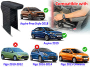 Auto Pearl Premium Car Armrest with Storage Box, High-Density Foam, Nappa Leatherette Black with double Stitching, No Obstruction to Rear Window Buttons, for Ford New Figo-2015