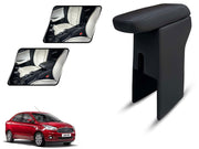 Auto Pearl Premium Car Armrest with Storage Box, High-Density Foam, Nappa Leatherette Black with double Stitching, No Obstruction to Rear Window Buttons, for Ford-Aspire-2018