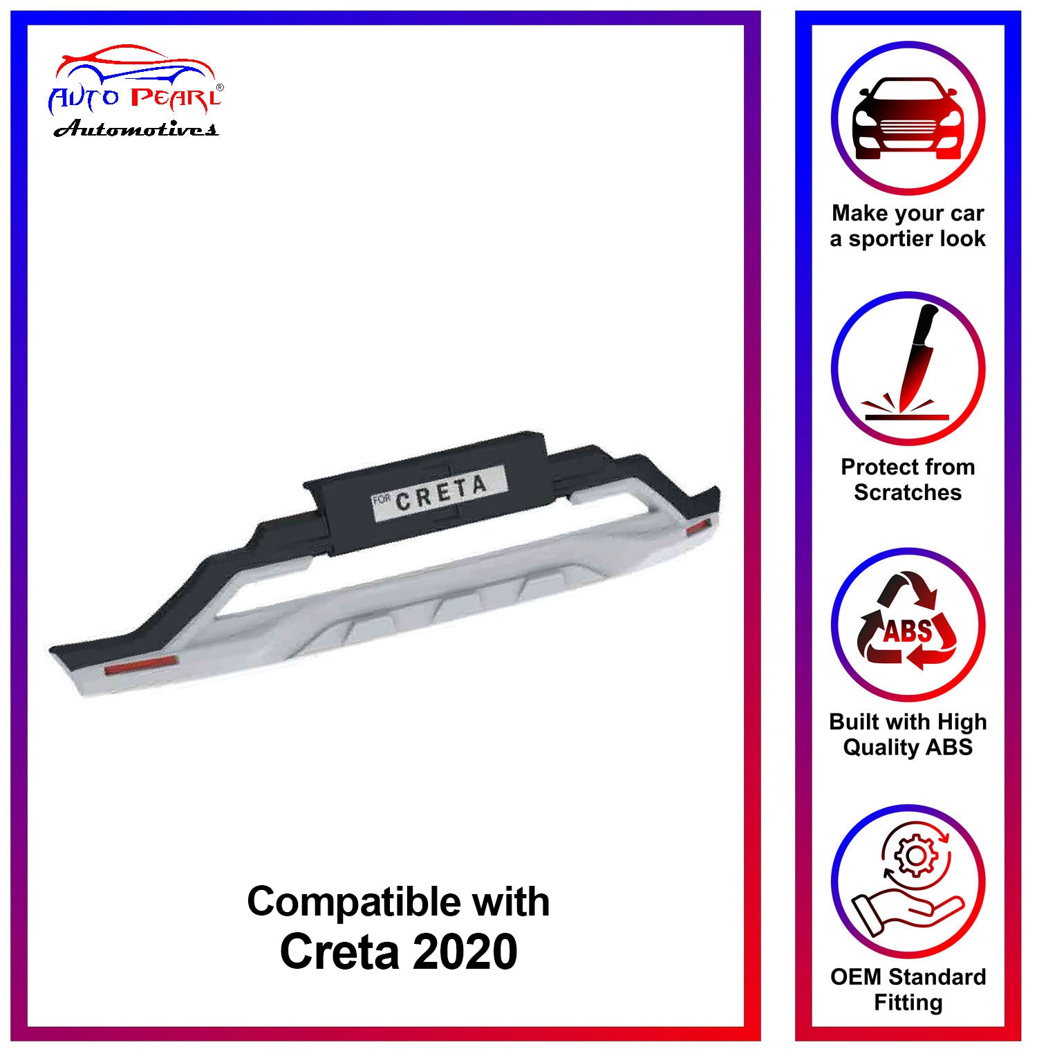 Bumper Diffuser (Front/Rear) Set Reflector Imported Quality Compatible with Creta 2020