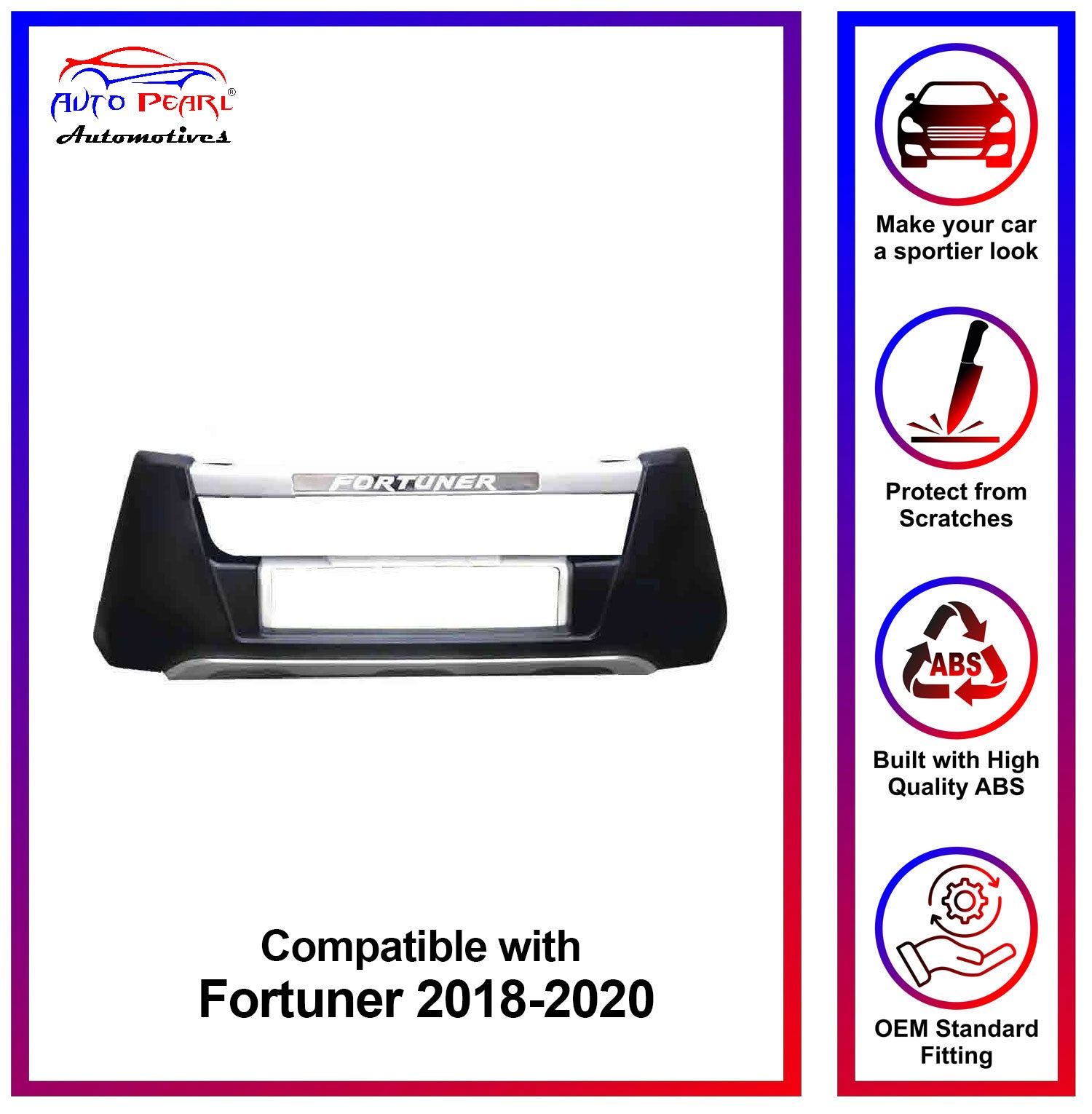 Bumper Diffuser (Front & Rear) Set Reflector Imported Quality Compatible with Fortuner 2018-2020
