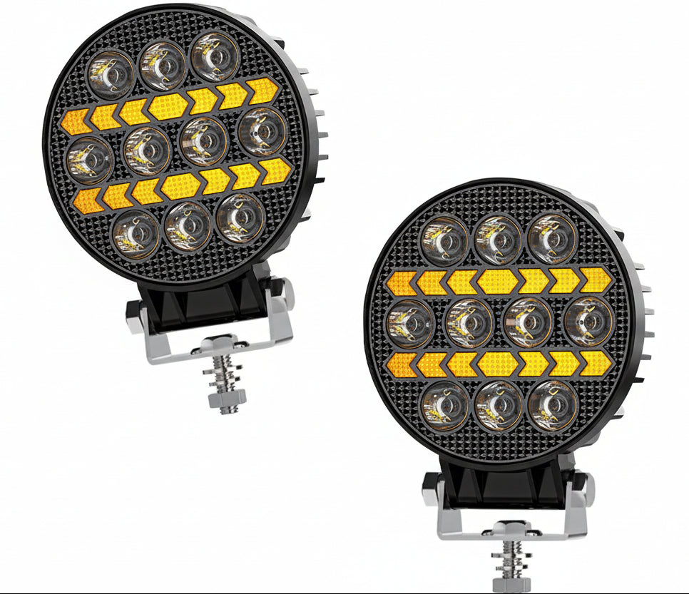 Auto Pearl 4 inch Round 10Led Auxiliary 12V-30W, Amber DRL Spot Light, White and Yellow Color, Off Road Light compatible with All Bike and Car (Pack of 2)