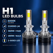Auto Pearl F15 H1 LED Headlight Bulb, 6000K Cool White Light, 360W (180W Each), 21000LM, Rear Cooling Fan