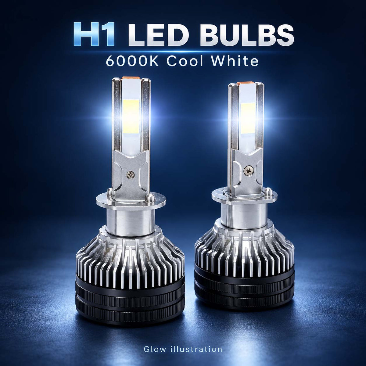 Auto Pearl H1 F15 LED Headlight Bulb, 6000K Cool White Light, 360W (180W Each), 21000LM, Rear Cooling Fan