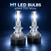 Auto Pearl F15 H1 LED Headlight Bulb, 6000K Cool White Light, 360W (180W Each), 21000LM, Rear Cooling Fan