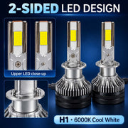 Auto Pearl F15 H1 LED Headlight Bulb, 6000K Cool White Light, 360W (180W Each), 21000LM, Rear Cooling Fan