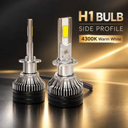 Auto Pearl F15 H1 LED Headlight Bulb, 4300K Warm White Light, 360W (180W Each), 21000LM, Rear Cooling Fan