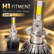 Auto Pearl F15 H1 LED Headlight Bulb, 4300K Warm White Light, 360W (180W Each), 21000LM, Rear Cooling Fan