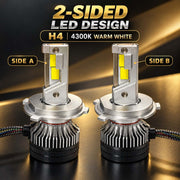 Auto Pearl F15 H4 LED Headlight Bulb, 4300K Warm White Light, 360W (180W Each), 21000LM, with Rear Cooling Fan