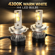 Auto Pearl F15 H4 LED Headlight Bulb, 4300K Warm White Light, 360W (180W Each), 21000LM, with Rear Cooling Fan