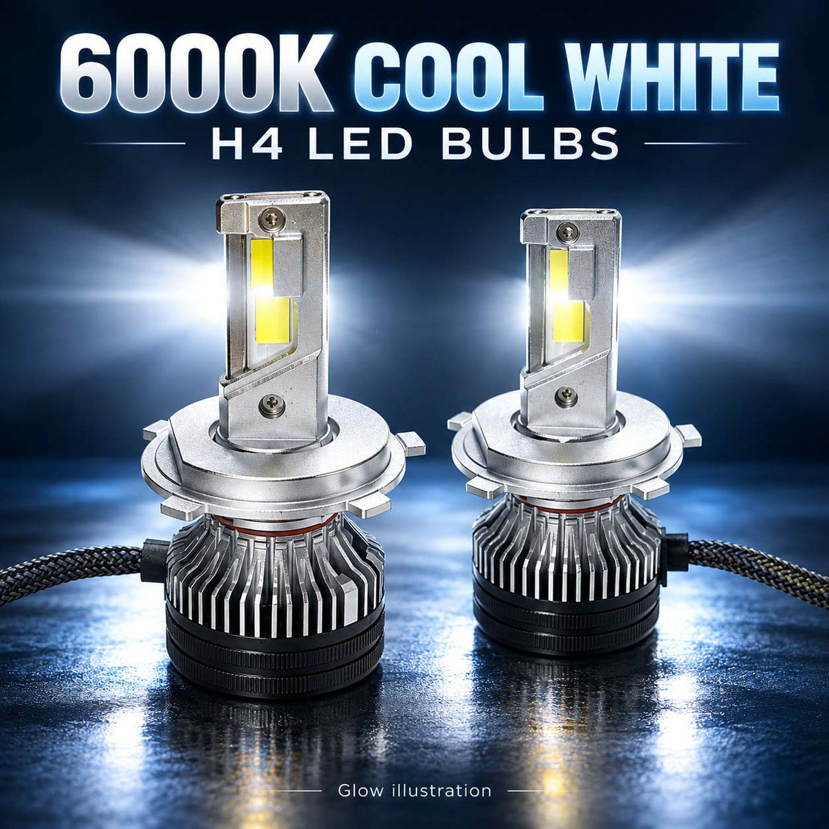 Auto Pearl H4 F15 LED Headlight Bulb, 6000K Cool White Light, 360W (180W Each), 21000LM, with Rear Cooling Fan