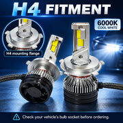 Auto Pearl F15 H4 LED Headlight Bulb, 6000K Cool White Light, 360W (180W Each), 21000LM, with Rear Cooling Fan