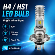 Auto Pearl HS1 H4 LED Motorcycle Headlight Bulb 15W Hi/Low Beam, Super Bright White Light, Dual Side COB LED Chip, Heat Sink, compatible with All Bike (Pack of 1)