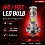 Auto Pearl HS1 H4 LED Motorcycle Headlight Bulb 15W Hi/Low Beam, Super Bright White Light, Dual Side COB LED Chip, Heat Sink, compatible with All Bike (Pack of 1)