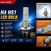 Auto Pearl HS1 H4 LED Motorcycle Headlight Bulb 15W Hi/Low Beam, Super Bright White Light, Dual Side COB LED Chip, Heat Sink, compatible with All Bike (Pack of 1)