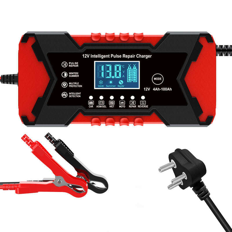 Auto Pearl 10A 12V-24V Smart Car Battery Charger Bike Truck Trickle Charger 100 Ah Battery for All Vehicles