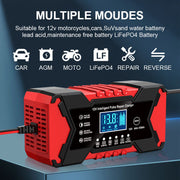Auto Pearl 10A 12V-24V Smart Car Battery Charger Bike Truck Trickle Charger 100 Ah Battery for All Vehicles