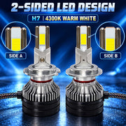 Auto Pearl F15 H7 LED Headlight Bulb, 4300K Warm White Light, 360W (180W Each), 21000LM, with Rear Cooling Fan
