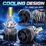 Auto Pearl F15 H7 LED Headlight Bulb, 6000K Cool White Light, 360W (180W Each), 21000LM, with Rear Cooling Fan