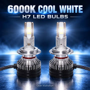 Auto Pearl F15 H7 LED Headlight Bulb, 6000K Cool White Light, 360W (180W Each), 21000LM, with Rear Cooling Fan