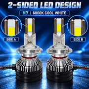 Auto Pearl F15 H7 LED Headlight Bulb, 6000K Cool White Light, 360W (180W Each), 21000LM, with Rear Cooling Fan