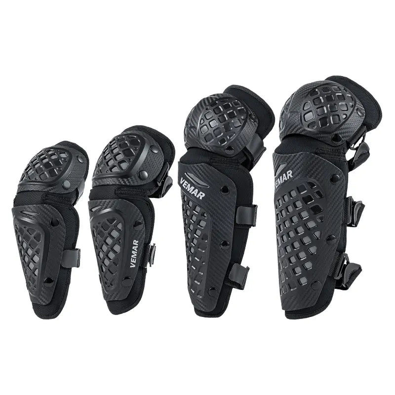Auto Pearl Motorcycle Knee Pads and Elbow Pads Protective Set for Riding, Cycling and Multi Sports Safety Protection compatible with All Bike (Black, 4 Pcs)