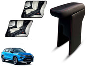 Auto Pearl Premium Car Armrest with Storage Box, High-Density Foam, Nappa Leatherette Black with double Stitching, No Obstruction to Rear Window Buttons, for Hyryder-2022-2025