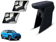 Auto Pearl Premium Car Armrest with Storage Box, High-Density Foam, Nappa Leatherette Black with double Stitching, No Obstruction to Rear Window Buttons, for Hyryder-2022-2025