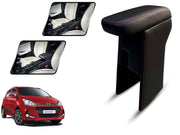 Auto Pearl Premium Car Armrest with Storage Box, High-Density Foam, Nappa Leatherette Black with double Stitching, No Obstruction to Rear Window Buttons, for I10 Grand-2017