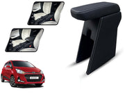 Auto Pearl Premium Car Armrest with Storage Box, High-Density Foam, Nappa Leatherette Black with double Stitching, No Obstruction to Rear Window Buttons, for I10 Grand-2017