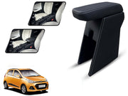 Auto Pearl Premium Car Armrest with Storage Box, High-Density Foam, Nappa Leatherette Black with double Stitching, No Obstruction to Rear Window Buttons, for I10 Grand (2013-2016)