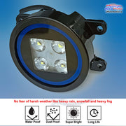 High Power Premium Quality 4 Led DRL Fog Lamp  Assembly Black Blue (Set of 2)