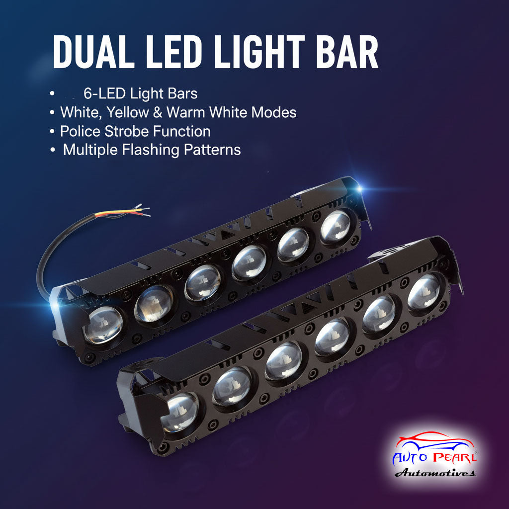 Auto Pearl Car 6-Projector Lens Driving Lights Yellow / White LED Spot light 35W, 12-80V Dual Color Mode Auxiliary Lights for All Cars (Pack of 2)
