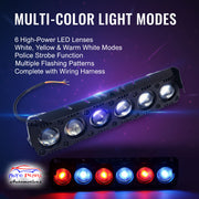 Auto Pearl Motorcycle 6-Projector Lens Driving Lights Yellow / White LED Spot light 35W, 12-80V Dual Color Mode Auxiliary Lights compatible with All Bike