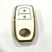 TPU Key Cover Compatible with Innova Crysta| Fortuner| Hilux| Fortuner Facelift 2021 | Fortuner Legender 2021 2 Button Smart Key (Black)