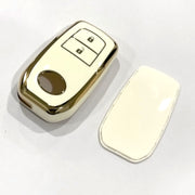 TPU Key Cover Compatible with Innova Crysta| Fortuner| Hilux| Fortuner Facelift 2021 | Fortuner Legender 2021 2 Button Smart Key (Black)