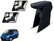 Auto Pearl Premium Car Armrest with Storage Box, High-Density Foam, Nappa Leatherette Black with double Stitching, No Obstruction to Rear Window Buttons, for Jazz (2009-2014)