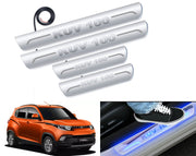 Auto Pearl Car Door Foot Step Led Sill/Scuff Plates With Mirror Finish Compatible with All Models (Set of 4)